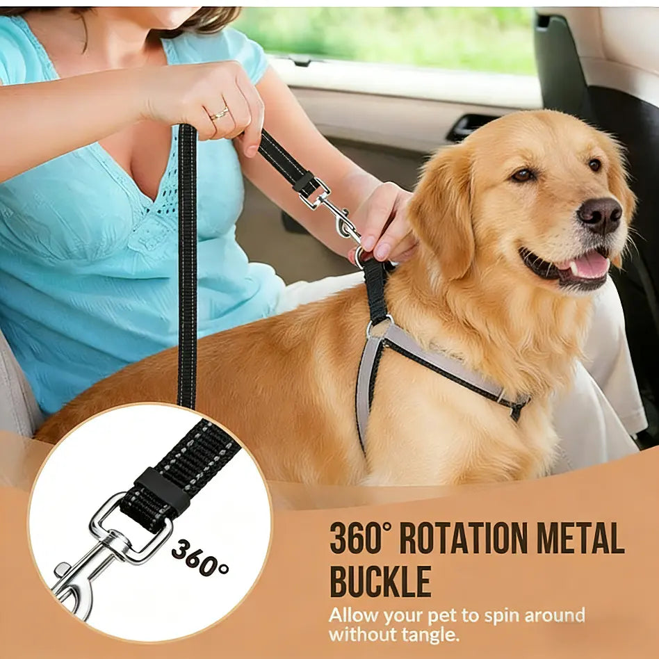 Headrest Dog Car Safety Seat Belt, Adjustable Length Multifunctional Car Safety Belt Leash, Spring Car Travel, Dog Owners Drive with Peace of Mind