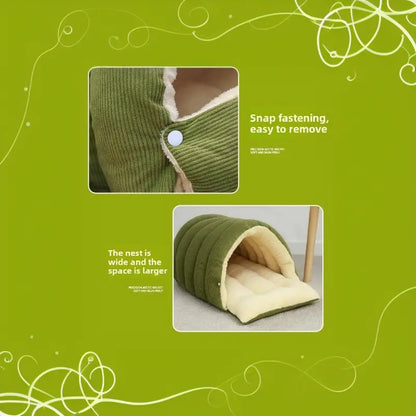 Winter Cat Nest Semi-Enclosed Warm Home Pet Nest Cozy Indoor Cat House with Ultra-Soft Plush Fabric & Superior Heat Retention for All Cat Sizes