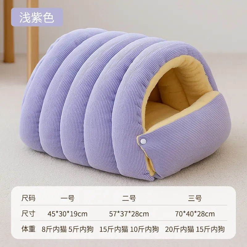 Winter Cat Nest Semi-Enclosed Warm Home Pet Nest Cozy Indoor Cat House with Ultra-Soft Plush Fabric & Superior Heat Retention for All Cat Sizes