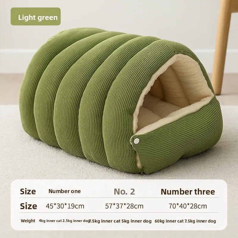 Winter Cat Nest Semi-Enclosed Warm Home Pet Nest Cozy Indoor Cat House with Ultra-Soft Plush Fabric & Superior Heat Retention for All Cat Sizes