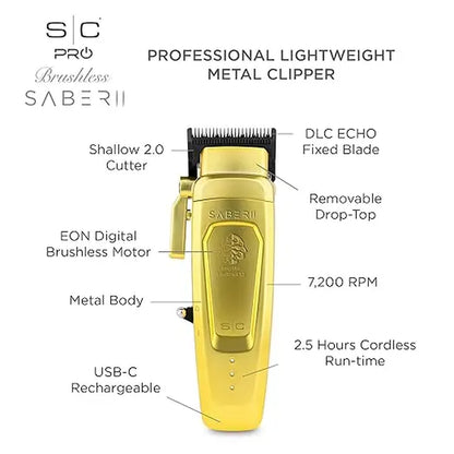 Stylecraft Saber Pro Grooming Bundle: Digital Brushless Saber II Clipper & Saber Trimmer